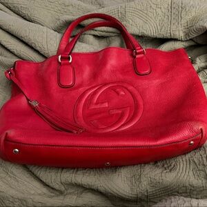 Gucci Red Leather Shoulder Bag